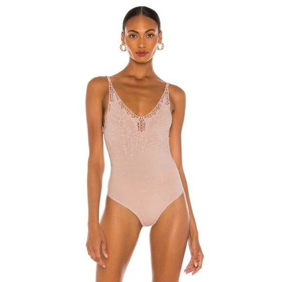 NWT Free People pink embroidered cotton blend thong bodysuit, S - Picture 2 of 8